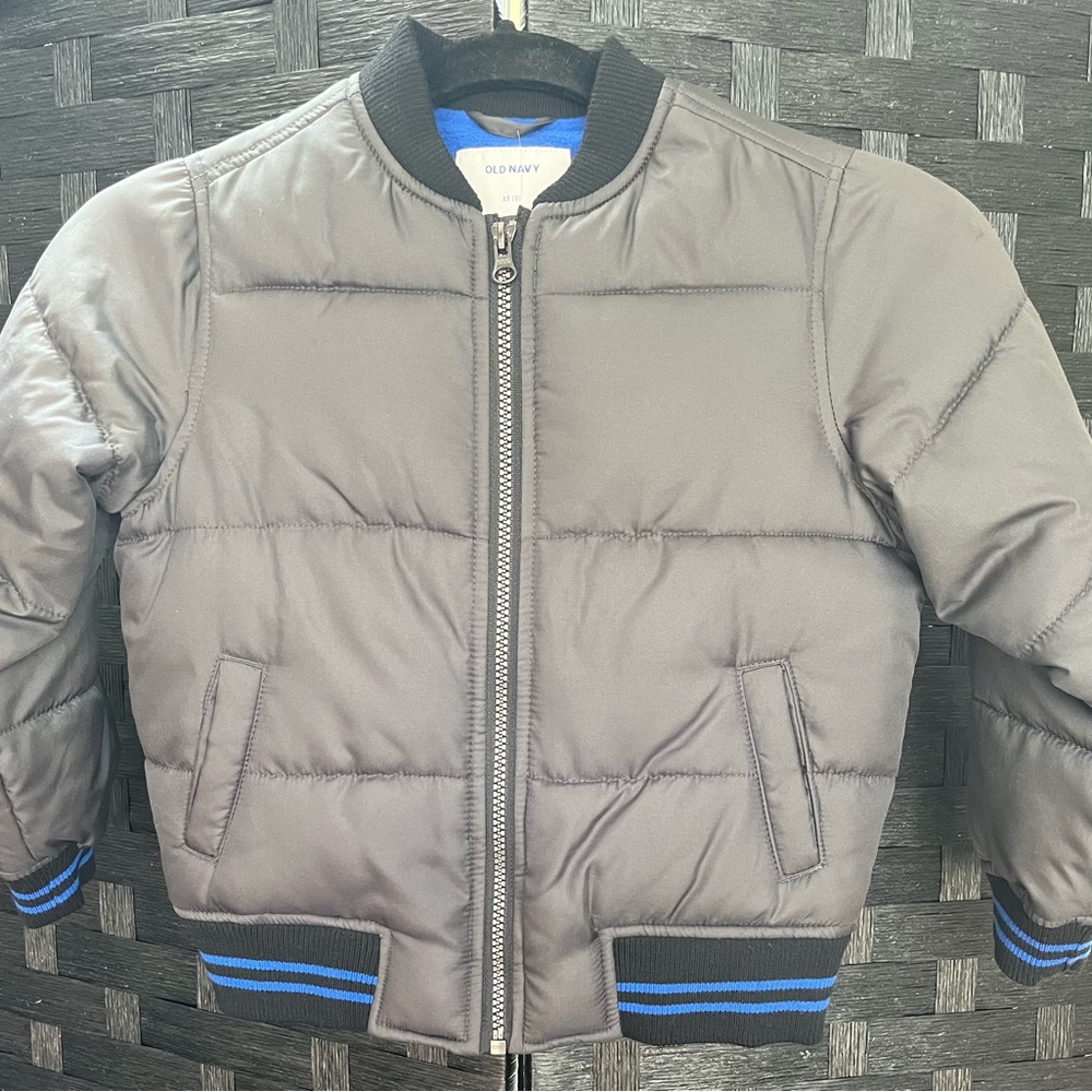 Kids Black Puffer Bomber Jacket